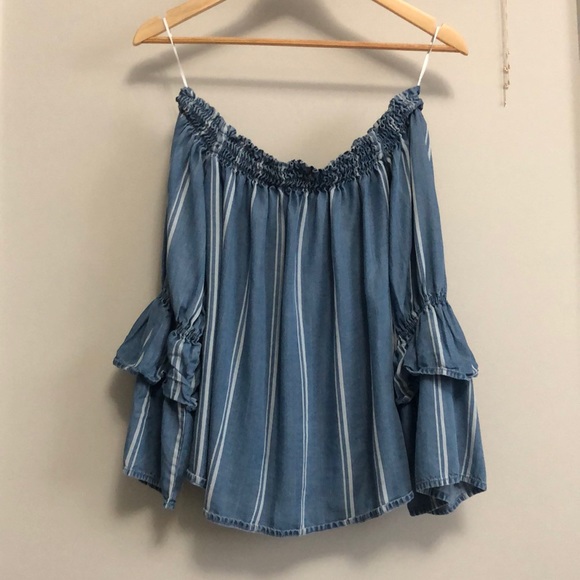 “Cold Shoulder” Chambray Top - Picture 2 of 4